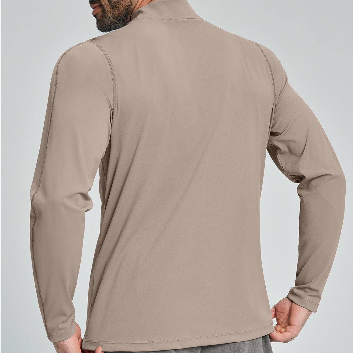 Men's Breathable Half-Zip Long-Sleeve Nylon Top for Fitness and Hiking