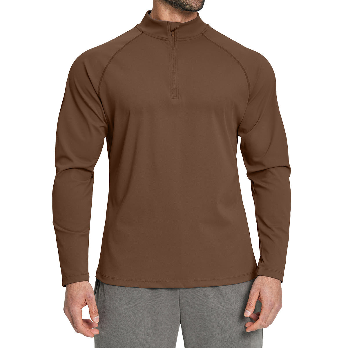 Men's Breathable Half-Zip Long-Sleeve Nylon Top for Fitness and Hiking