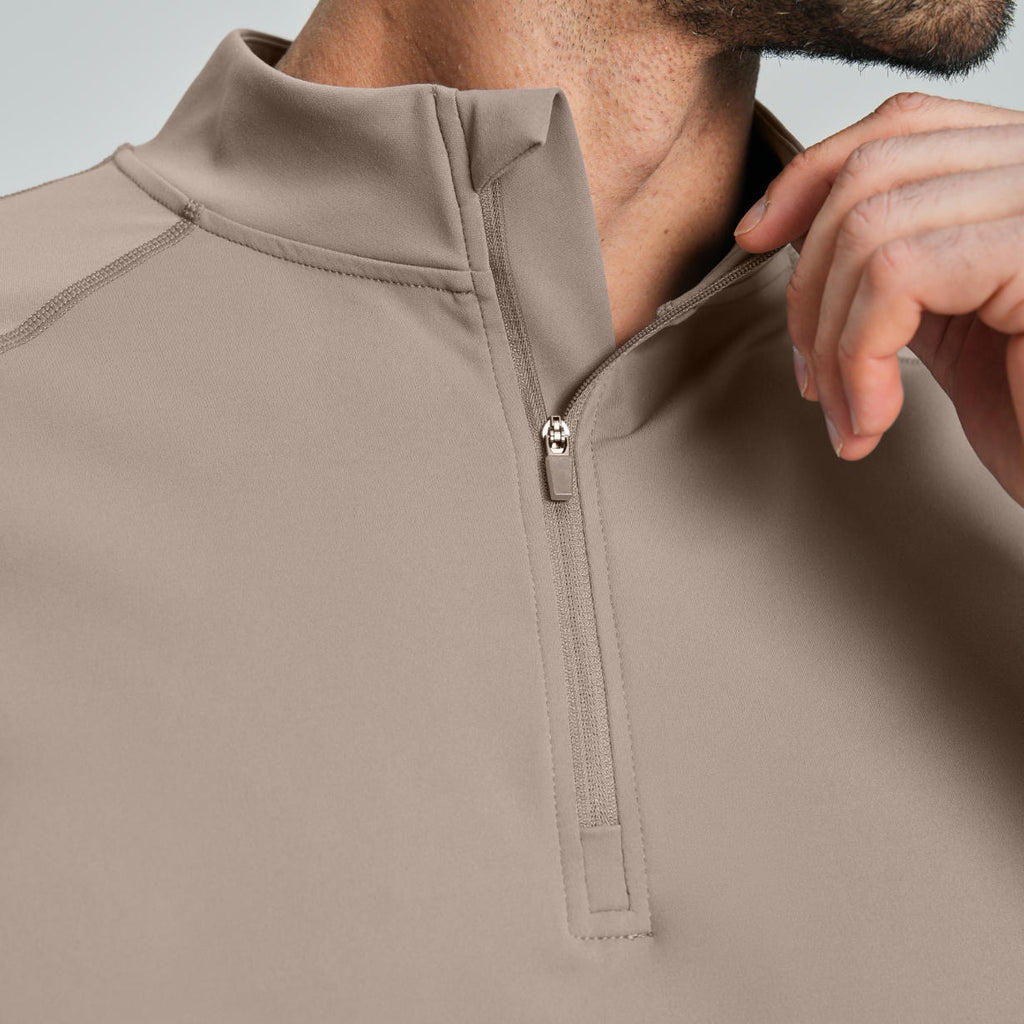 Men's Breathable Half-Zip Long-Sleeve Nylon Top for Fitness and Hiking